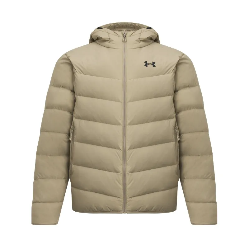 Under Armour Down Jackets Men's Khaki Hooded Moderate Other