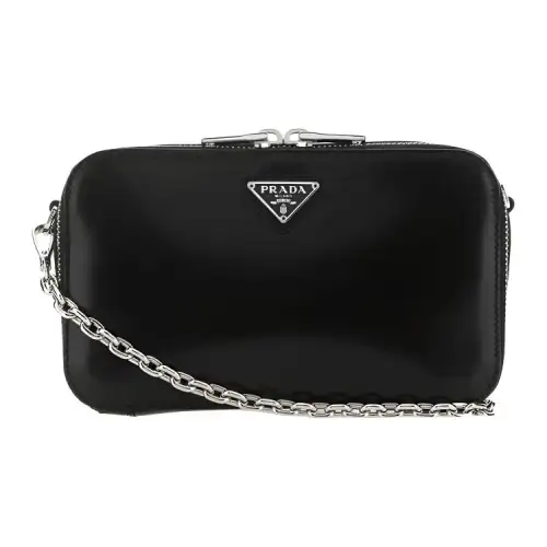 PRADA Leather Shoulder Bag Mini Unisex Black