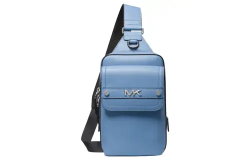 MICHAEL KORS Cow Leather Shoulder Bag, Crossbody Bag Medium Men's Light Blue