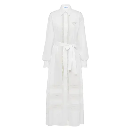 【Previous Season】lace-panel maxi shirtdress