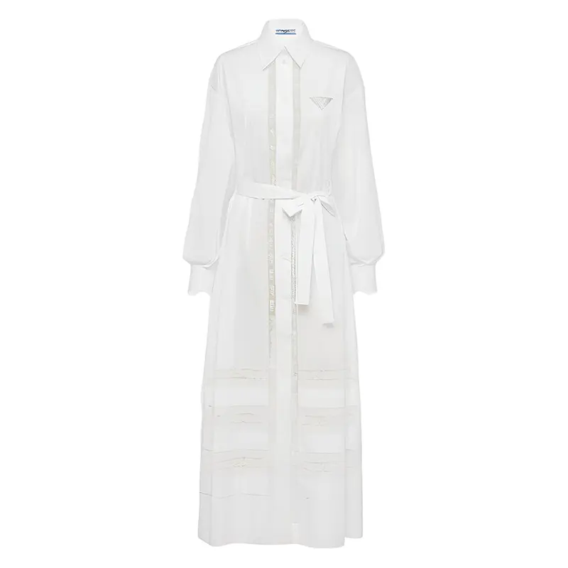 【Previous Season】lace-panel maxi shirtdress
