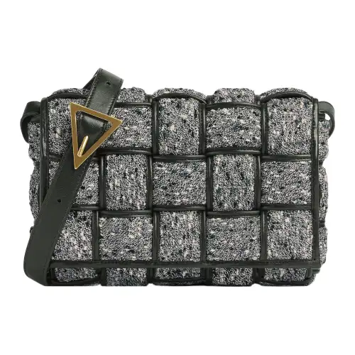 Bottega Veneta CASSETTE Lambskin And Wool Shoulder Bag, Crossbody Bag Women's Black