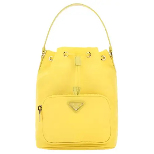 PRADA Duet Recycled Nylon Fabric Crossbody One Shoulder Handbag Women's Yellow