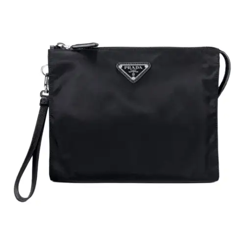PRADA Nylon Fabric Makeup Bag Clutch Men's Black