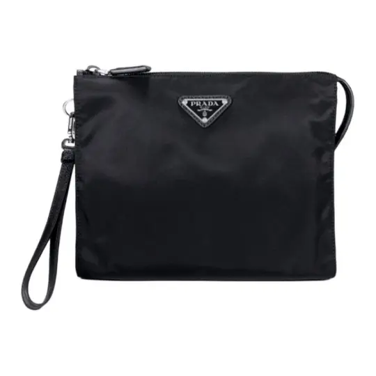 PRADA Nylon Fabric Makeup Bag Clutch Men's Black