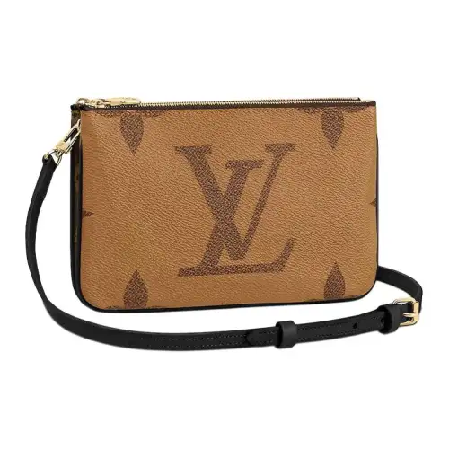 LOUIS VUITTON Pochette Double Zip Monogram Giant Reverse Brown