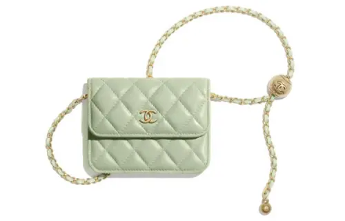 CHANEL Little Golden Ball Lambskin Shoulder Bag, Crossbody Bag Regular Women's Light Green