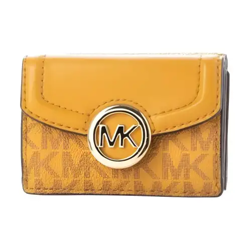 MICHAEL KORS Canvas With Leather Wallet Regular Women's Yellow