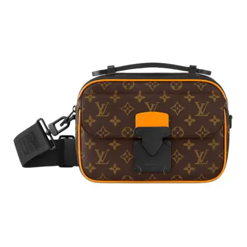 LOUIS VUITTON Coated Canvas Messenger Bag, Shoulder Bag, Crossbody Bag Men's Brown & Orange