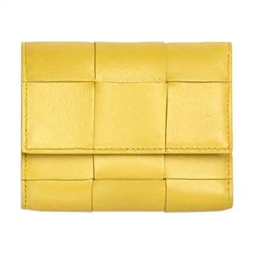 Bottega Veneta Cow Leather Wallet Mini Unisex Yellow