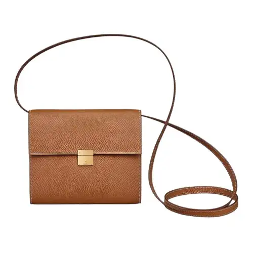 HERMES Clic Epsom Leather Crossbody Bag, Shoulder Bag Regular Women's Gold Brown
