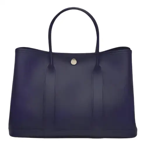 HERMES Garden Party Negonda Calfskin Handbag 30 Women's 2Z Bleu Nuit Midnight Blue
