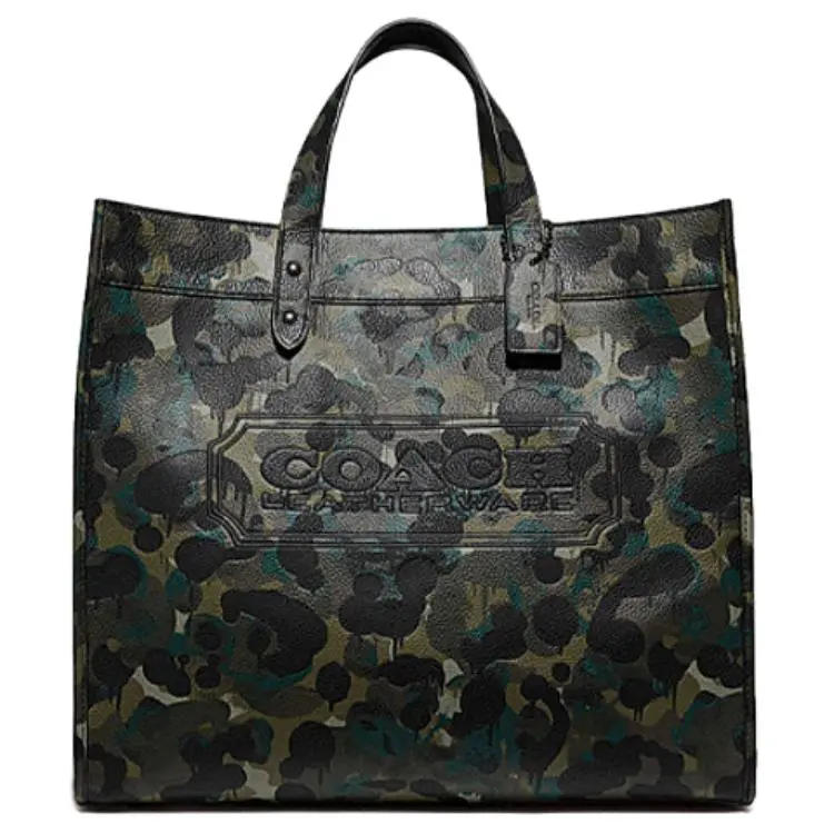COACH FieldTote Leather Tote Laptop Bag Large Men's Camouflage