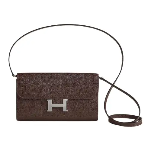 HERMES Constance To Go Epsom Calfskin Crossbody Bags Women's 47 Chocolate