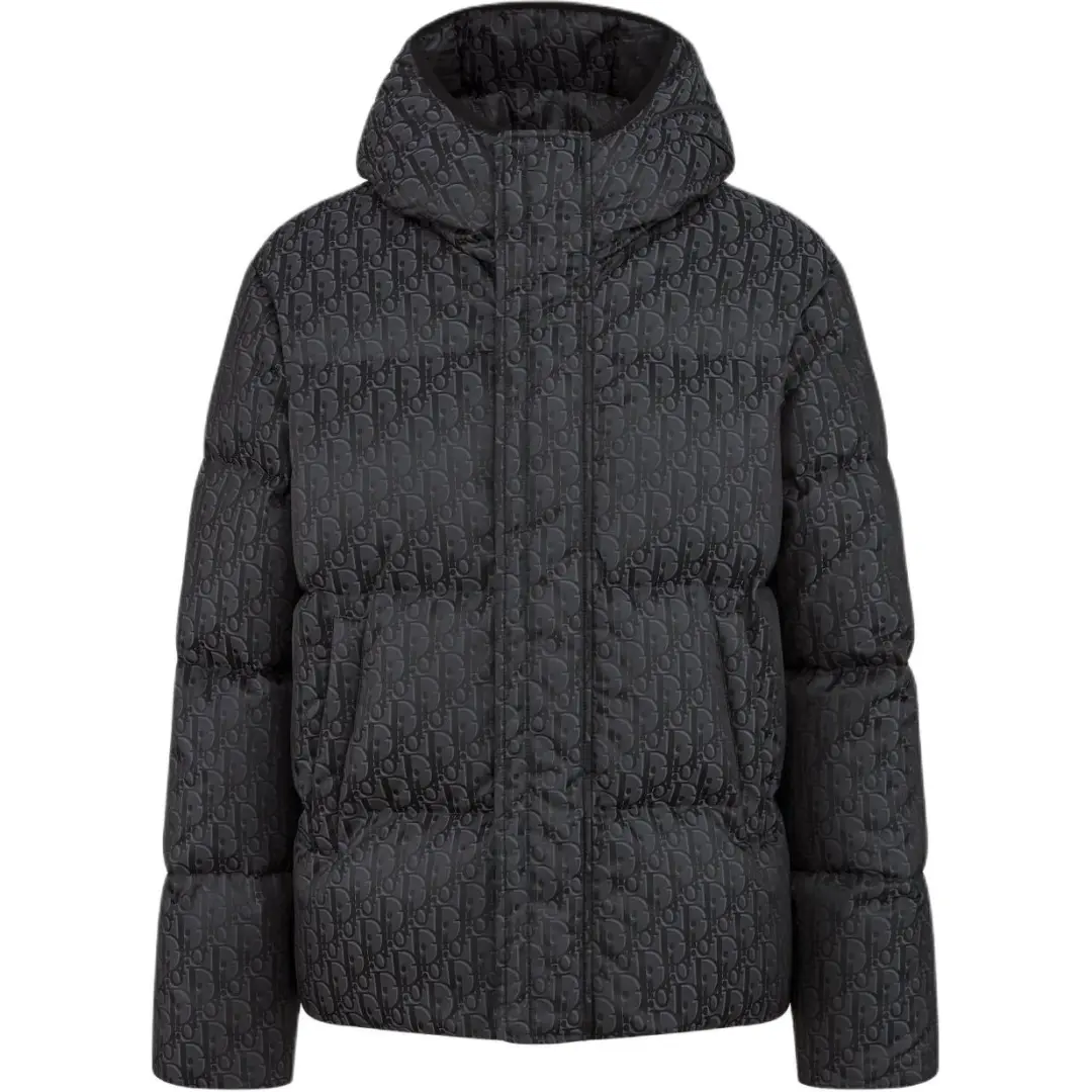 DIOR Down Jackets Men's Black Hooded Moderate Down Jacket
