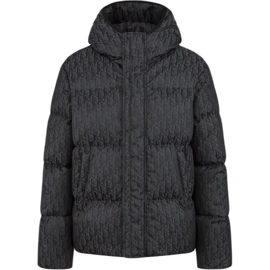 DIOR Down Jackets Men's Black Hooded Moderate Down Jacket