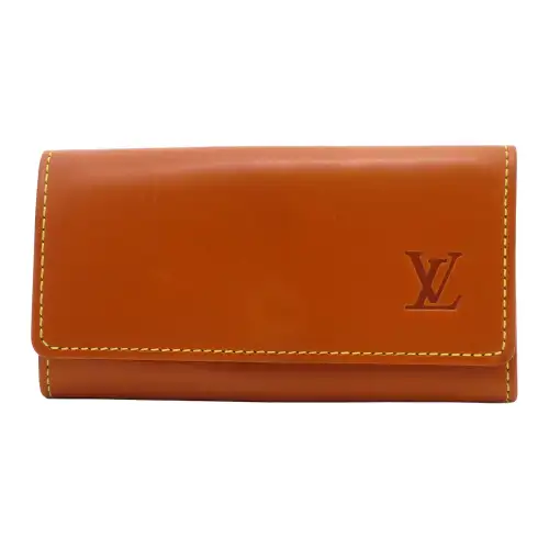LOUIS VUITTON Leather Wallet Key Pouch Regular Unisex Caramel