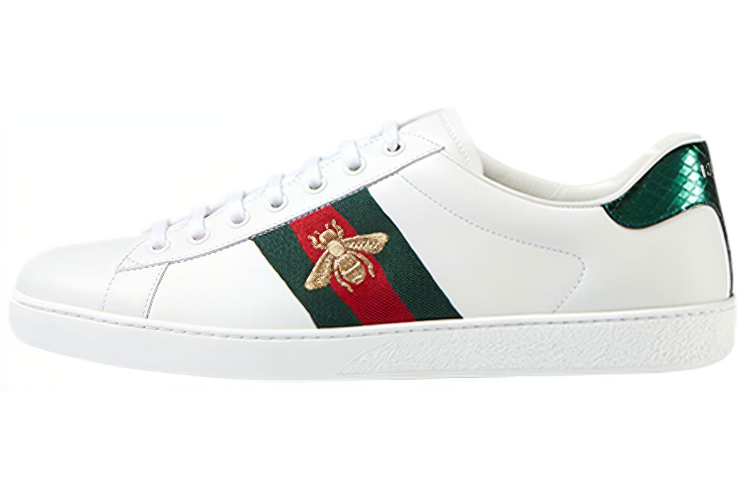 GUCCI Вышивка Gucci Ace популярный панель обувь женский белый зеленый