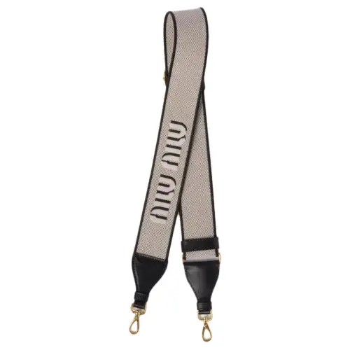 MIU MIU Fabric With Leather Bag Straps Women's Black