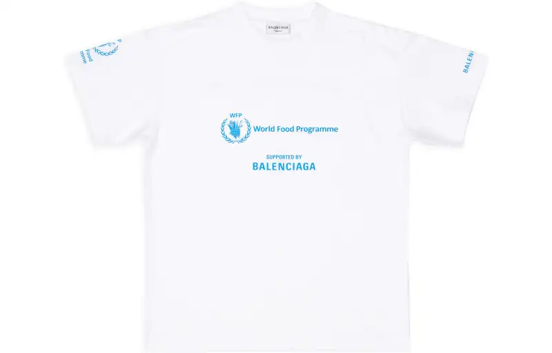 Balenciaga X WFP FW22 Drop Shoulder Sleeve T Shirt Women's White Loose Fit