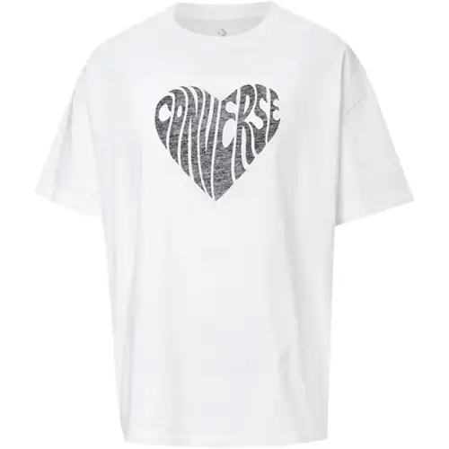 Converse T Shirts Women's White Crew Neck Moderate Straight Fit