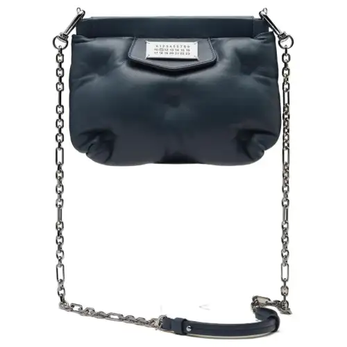 Maison Margiela Lambskin With Calfskin Handheld Shoulder Bag, Crossbody Bag Mini Women's Slate Blue
