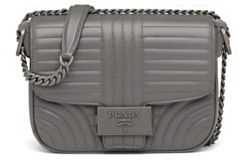 PRADA Zip And Buckle Cow Leather Shoulder Bag Women's Dark Gray