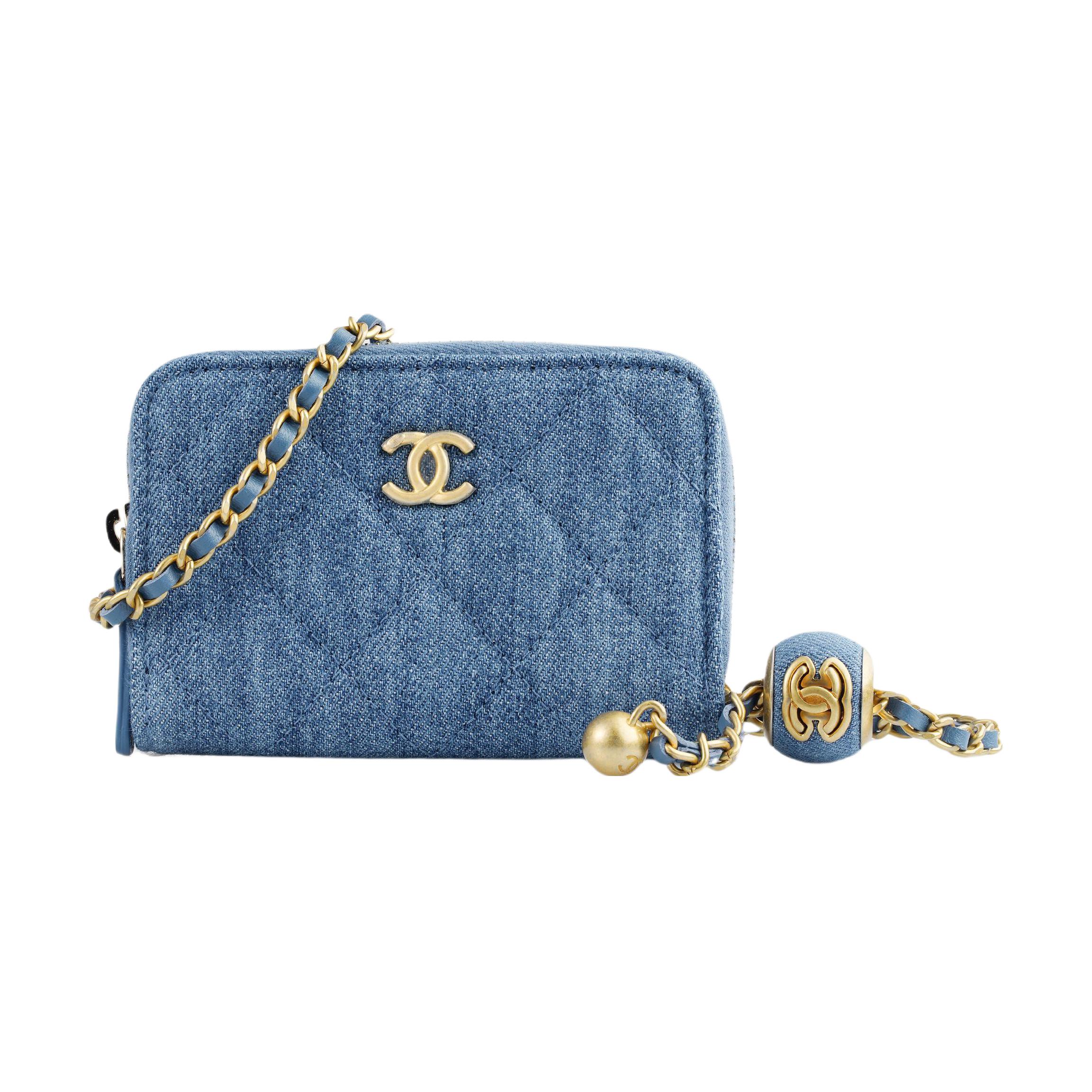 CHANEL 22c Early Spring Denim Shoulder Bag, Crossbody Bag, Card Holder, Coin Purse Mini Unisex Blue