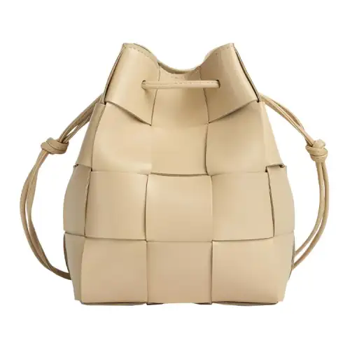 Bottega Veneta CASSETTE Calfskin Shoulder Bag Women's Beige Porridge Color