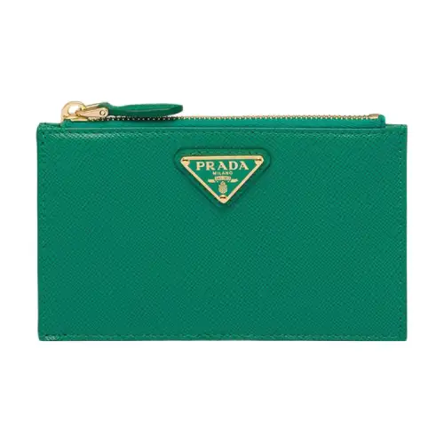 PRADA Saffiano Leather Card Holder Women's Green