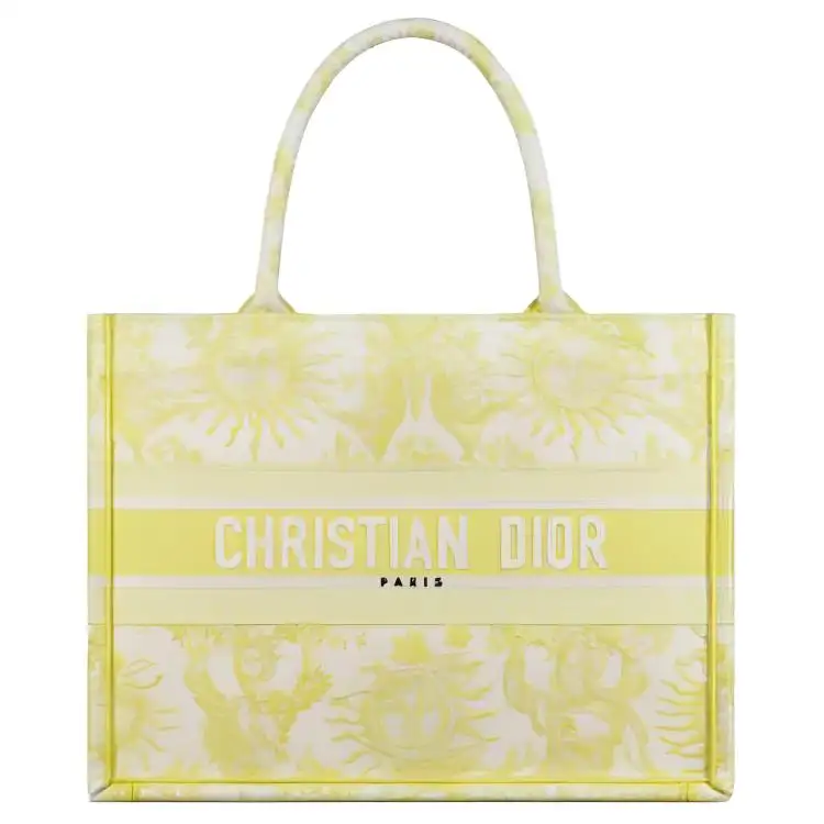 DIOR Embroidery Tote Bag, Shopping Bag, Handbag Medium Women's Yellow