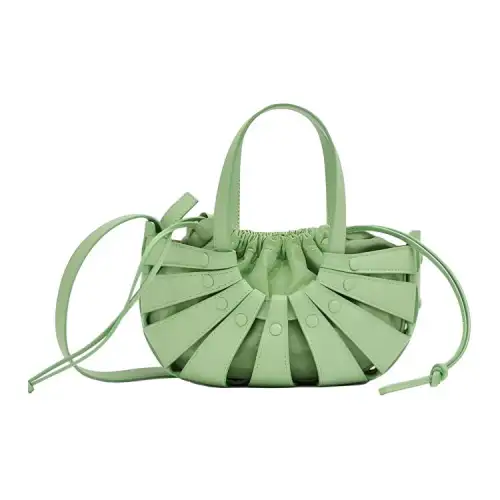 Bottega Veneta Drawstring Cow Leather Handbag Women's Green