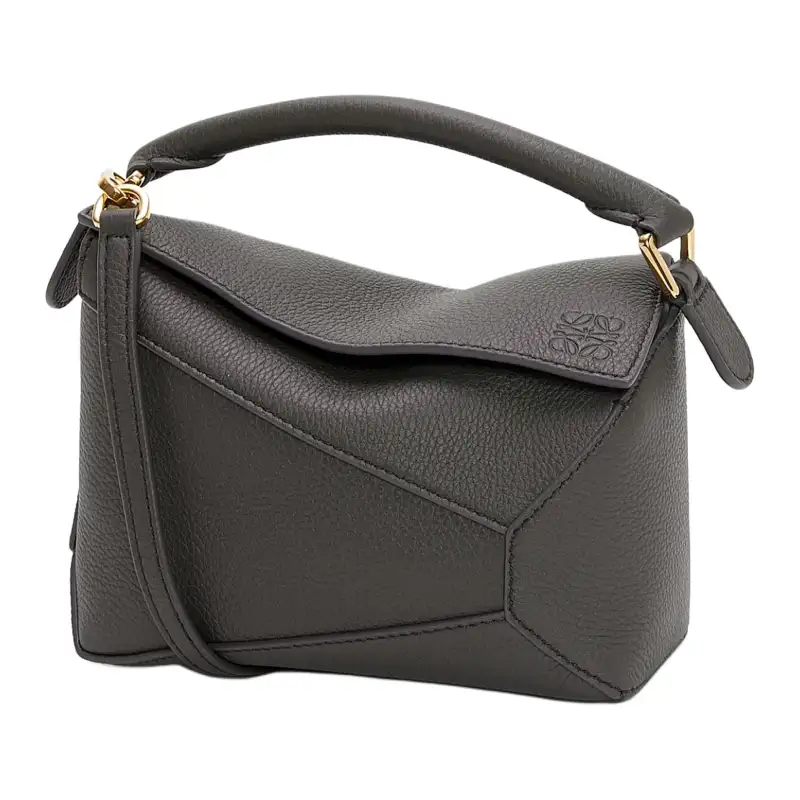 LOEWE Puzzle Soft Grain Cow Leather Puzzle Bag, Shoulder Bag, Crossbody Bag, Handbag Mini Women's Dark Gray