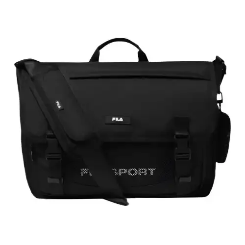 FILA Nylon Messenger Bag, Crossbody, One Shoulder Handbag Unisex Black