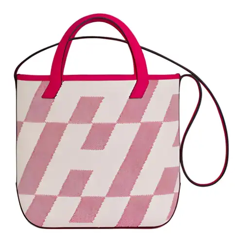 HERMES Cabas Canvas With Swift Leather Shoulder Bag, Crossbody Bag, Handbag Women's Pink