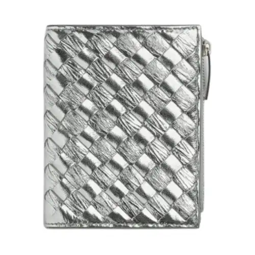 Bottega Veneta Lambskin Wallet Small Women's Silver