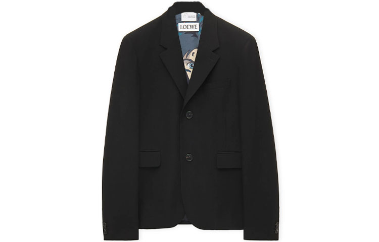 LOEWE Loewe x Howl's Moving Castle SS23 joint solid color lapel single-breasted blazer men's black