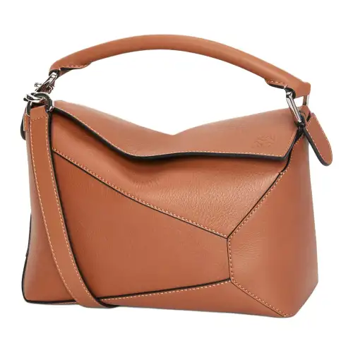 LOEWE Puzzle Cow Leather Handbag, Shoulder Bag, Crossbody Bag Small Women's Tan