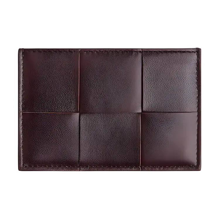 Bottega Veneta Woven Cow Leather Card Holder Women's Grape Purple