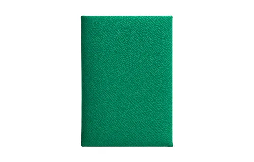 HERMES Calvi Duo Silver Tone Buckle Epsom Leather Card Holder Women's Green/Light Blue