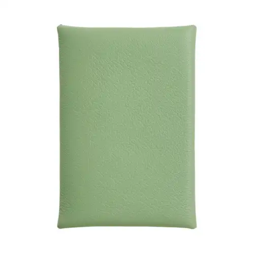 HERMES Calvi Duo Evercolor Leather Wallet, Card Holder Women's 3I Vert Criquet Avocado Green & Cricket Green