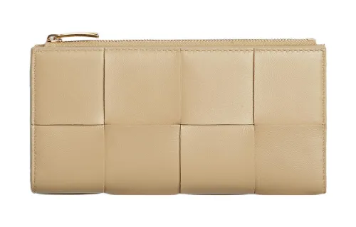 Bottega Veneta Lambskin Calfskin Wallet Women's Nude