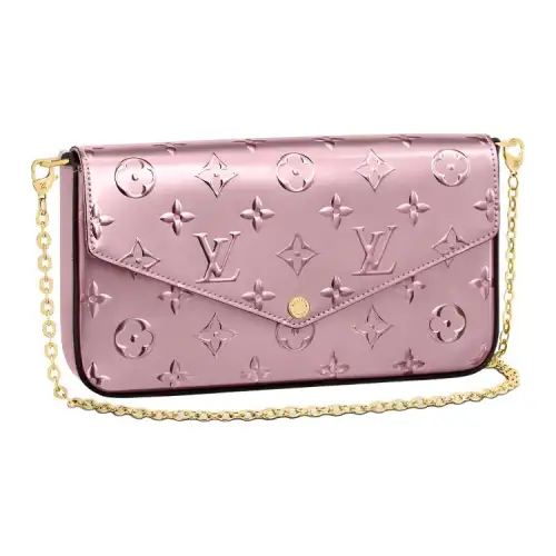 LOUIS VUITTON Pochette Felicie Monogram Vernis Embossed Glossy Finish Leather, Microfiber Lining Shoulder Bag Women's