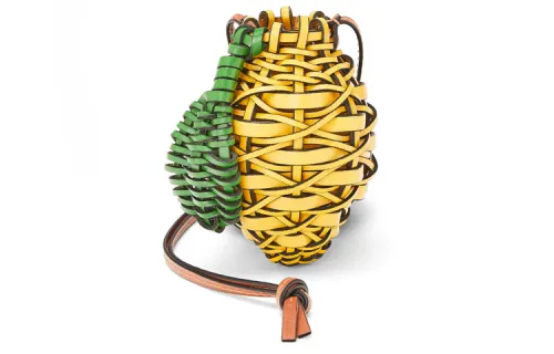 LOEWE Cow Leather Shoulder Bag, Crossbody Bag, Travel Bag, Necklace Pouch Mini Women's Yellow/Green
