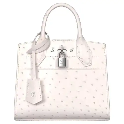 LOUIS VUITTON City Steamer Ostrich Leather Shoulder Bag, Crossbody Bag, Handbag Mini Women's White