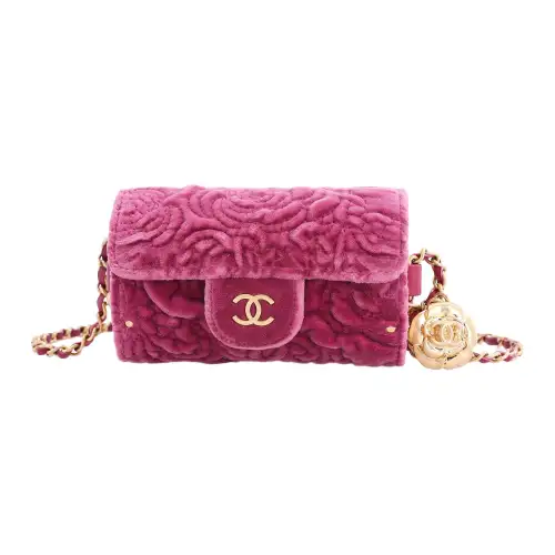 CHANEL Velvet Leather Detail Shoulder Bag, Crossbody Bag Women's Pink
