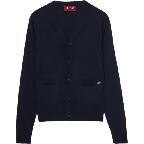 GUCCI Fine Wool Knit Polo Top With Intarsia