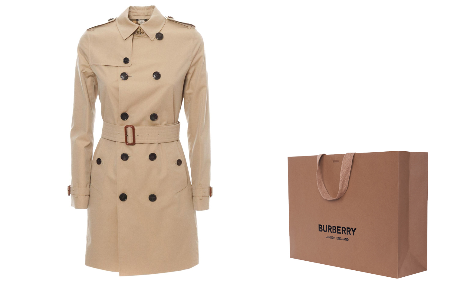 Пальто Burberry (бежевое) — фото 8