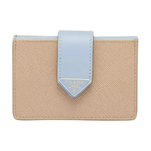 PRADA Saffiano Leather Card Holder Card Holder Women's Sand/Light Blue