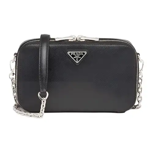 PRADA Luggage Collection Leather Crossbody Bags Women's Black